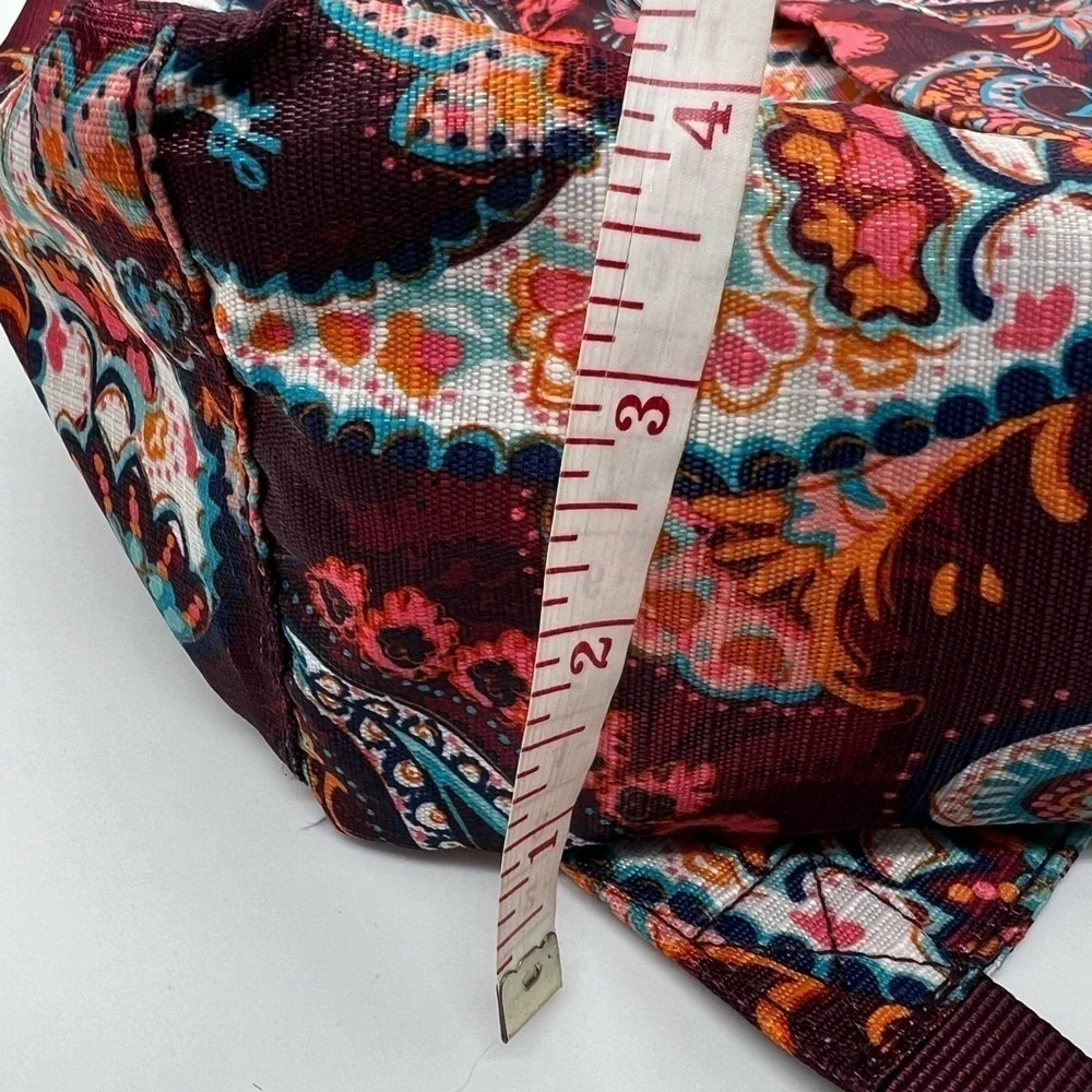 VERA BRADLEY RIPSTOP PACKABLE BACKPACK BURGUNDY & TEAL PAISLEY FLORAL